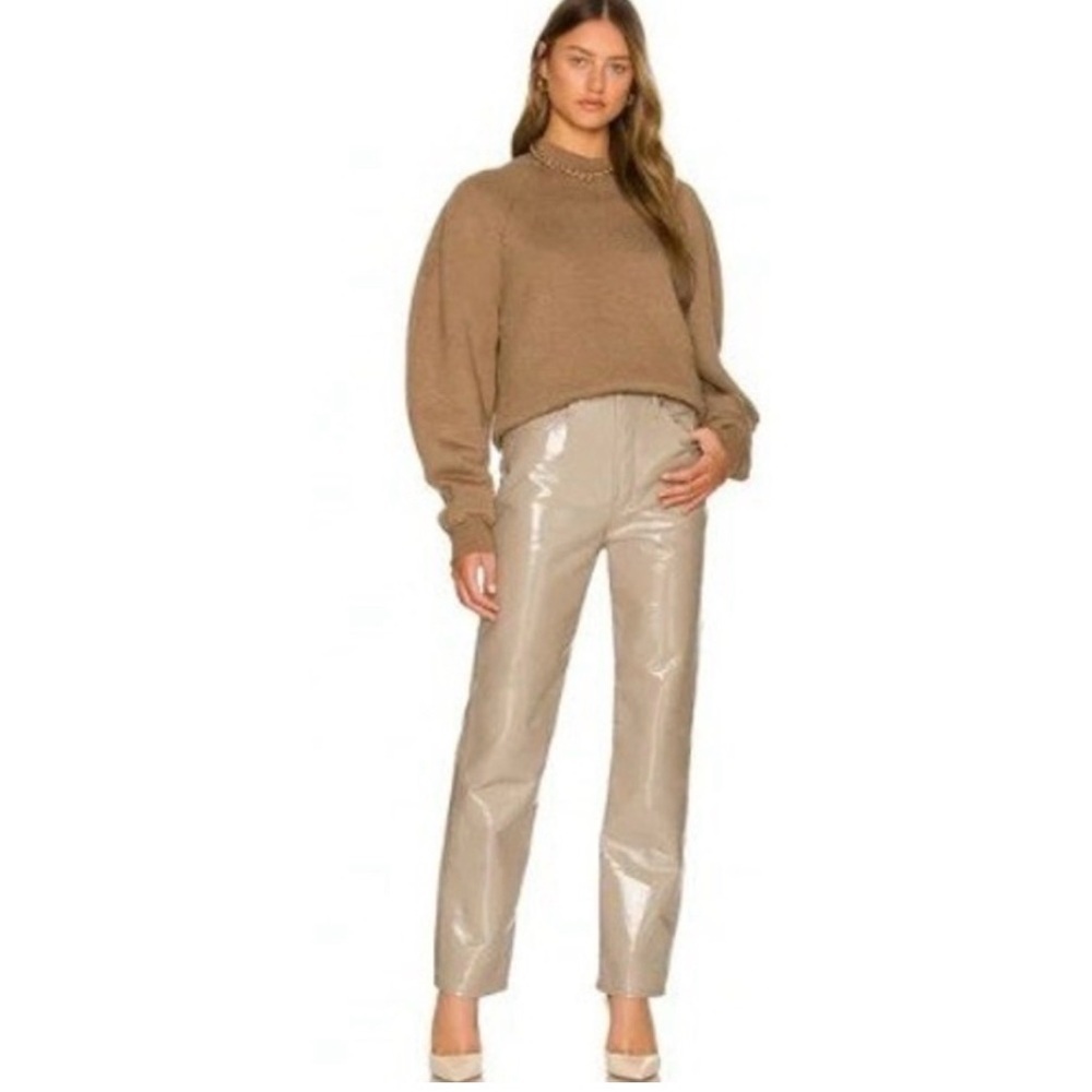 NWT AGOLDE Pinch Waist High Rise Leather Pants‎ Neutral Taupe Size 29 Straight